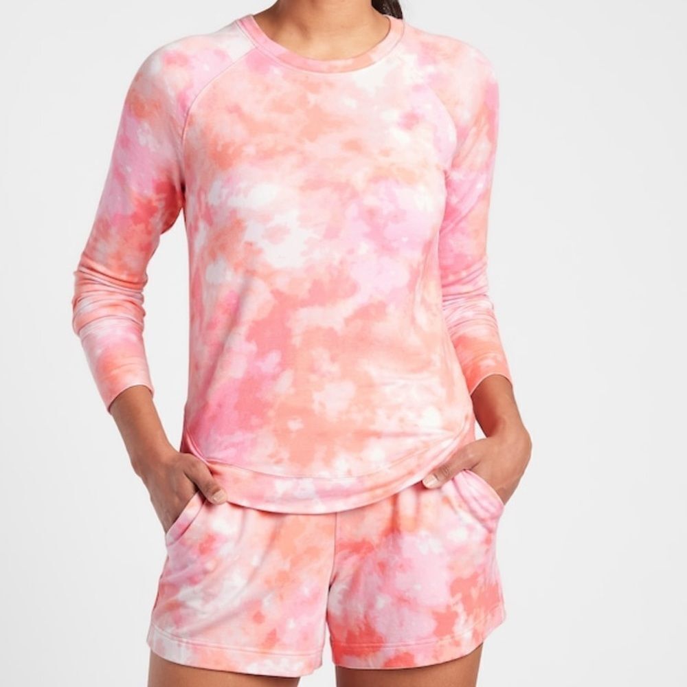 NWT Athleta Mindset Pink Tie Dye Sweatshirt 1X, XL